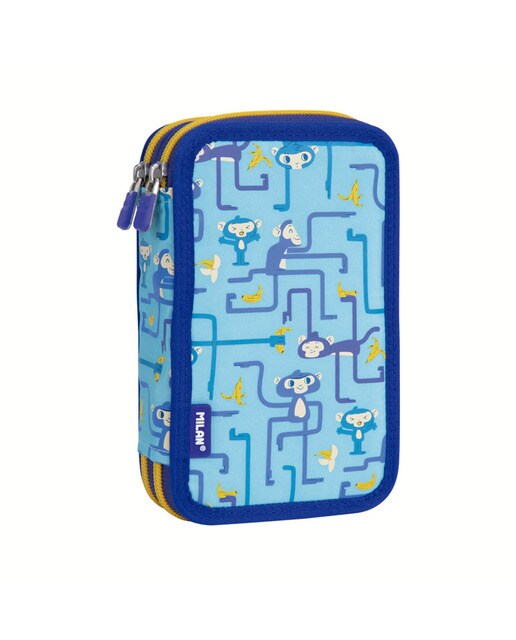 Estojo Múltiplo de 2 Pisos com Conteúdo Tangled Monkeys - Azul Azul / Multicolor-1