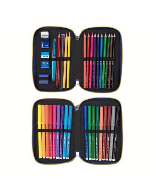 Estojo Múltiplo de 2 Pisos com Conteúdo Tangled Monkeys - Azul Azul / Multicolor-3