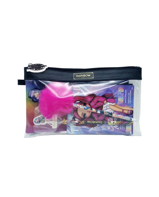 Conjunto de Estojo Simples Jumbo com Acessórios de Papelaria Rainbow High - Rosa/Multicolor 2