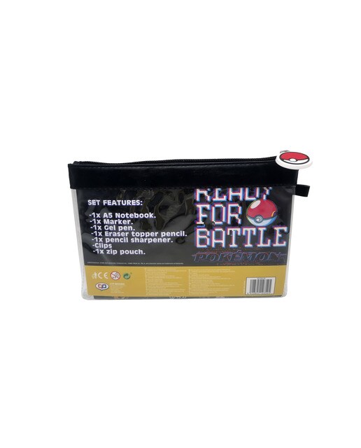 Conjunto de Estojo Simples com Material de Papelaria Pokémon - Preto/Multicolor 3