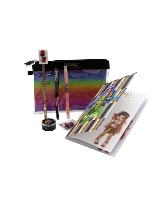 Imagem 0 de Conjunto de Estojo Simples com Material de Papelaria Rainbow High - Preto/Multicolor