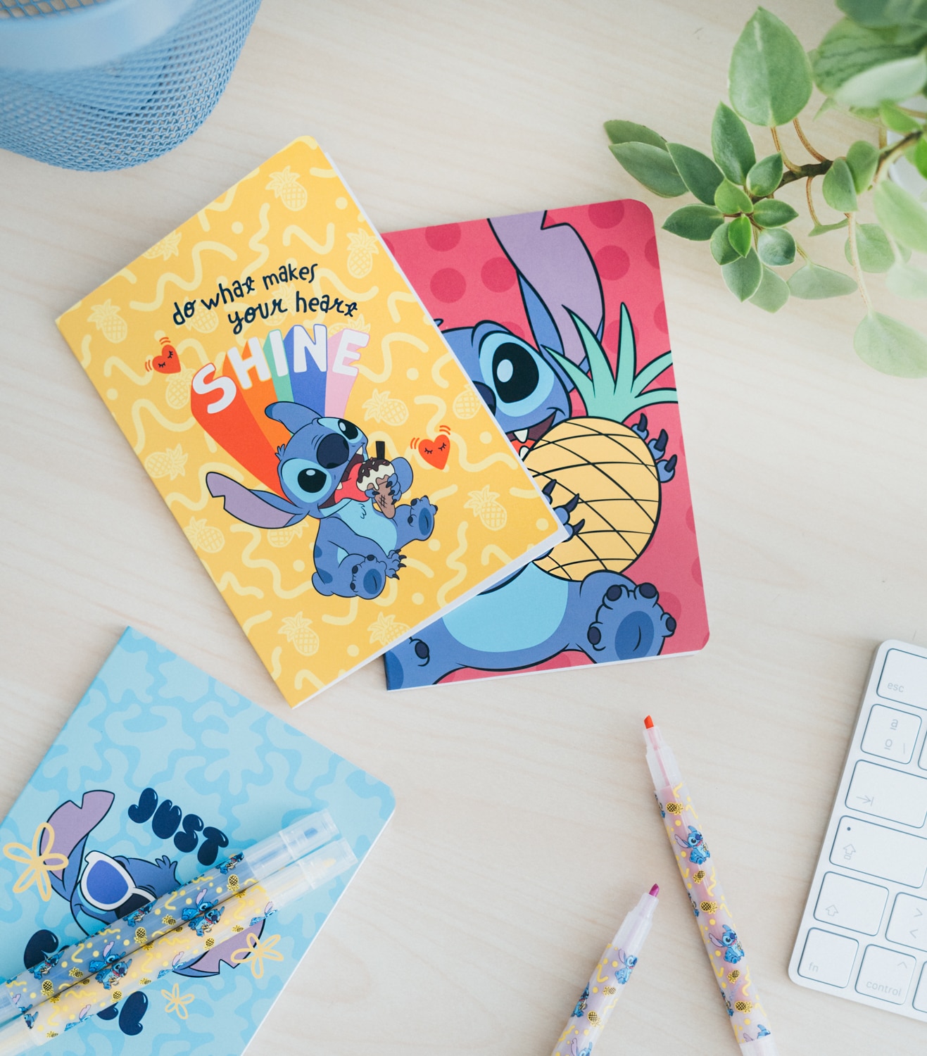 Conjunto de artigos de papelaria Disney Stitch Tropical Erik azul Azul / Branco-4