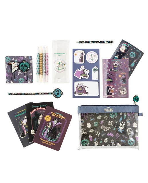 Conjunto de Artigos de Papelaria Vilões Disney - Preto Preto / Roxo-1