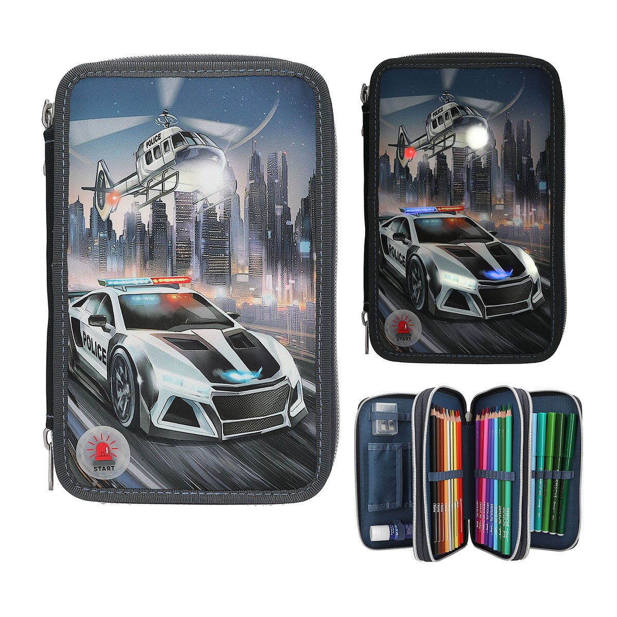 Estuche triple lleno con LED Dino World 1