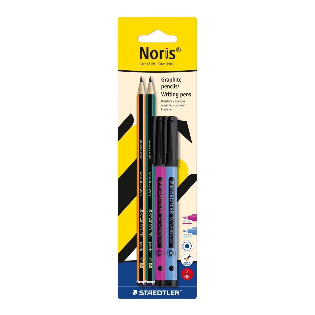 Imagem 0 de Blíster com 2 Lápis Noris 120 HB e 2 Noris Writing pen 307 - Laranja/Verde e Azul/Violeta