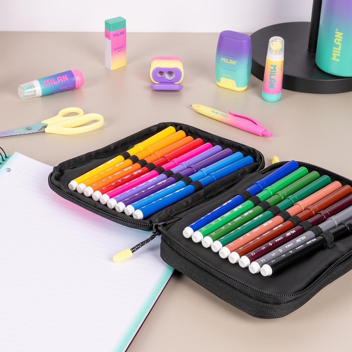 Estojo 2 Pisos com Contenido Colección Sunset, Preto Preto / Multicolor-2