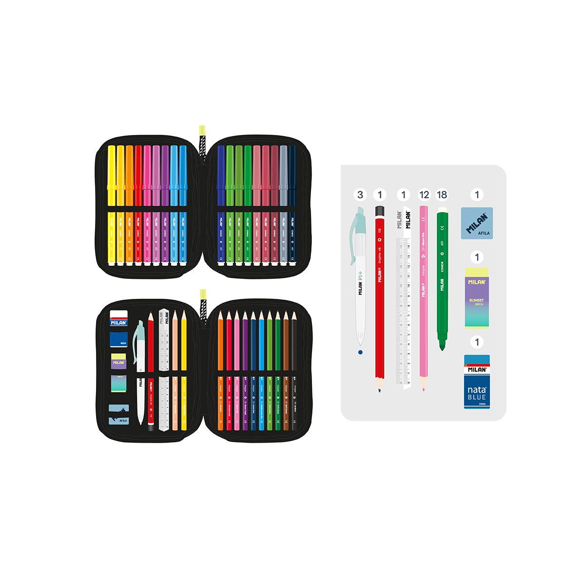 Estojo 2 Pisos com Contenido Colección Sunset, Preto Preto / Multicolor-3