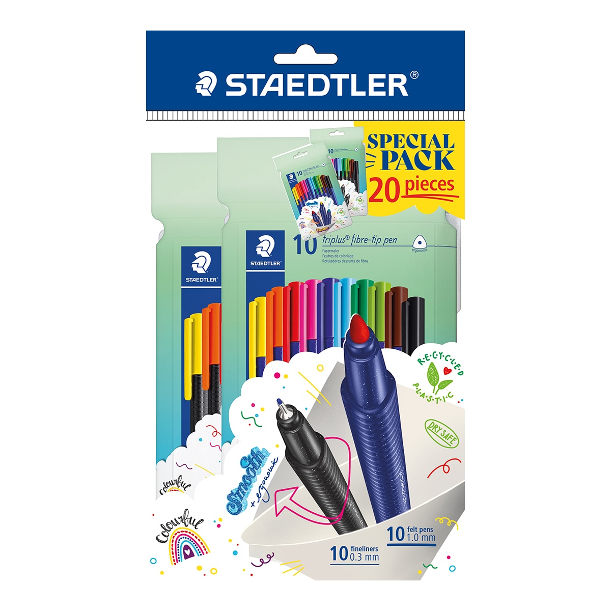 Imagem 0 de Conjunto de Estojo de 323 C10. STAEDTLER. 10 Marcadores de Ponta Redonda + Estojo 224 C10 com 10 Marcadores de Ponta Fina. Producto Sortido
