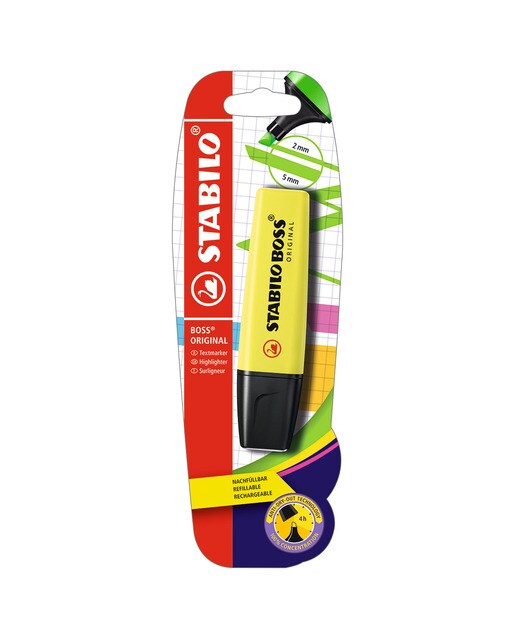 Imagem 0 de Blister de 1 Caneta de Feltro Fluorescente BOSS ORIGINAL - Amarelo