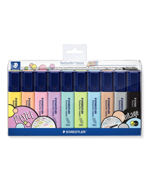 Marcador Fluorescente 10 Unidades Textsurfer Classic Pastel & Vintage Staedtler 1