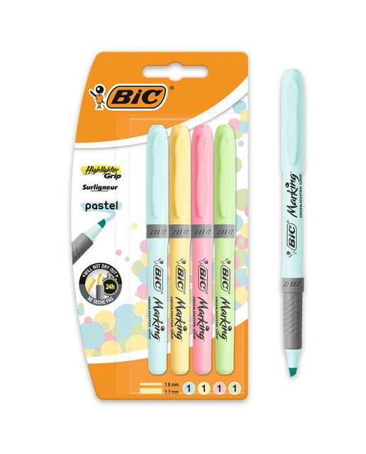 Imagem 0 de Pack de 4 marcadores fluorescentes Highlighter Grip pastel
