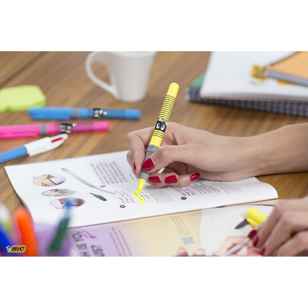 Pack de 4 marcadores fluorescentes Highlighter Grip pastel Multicolor-6