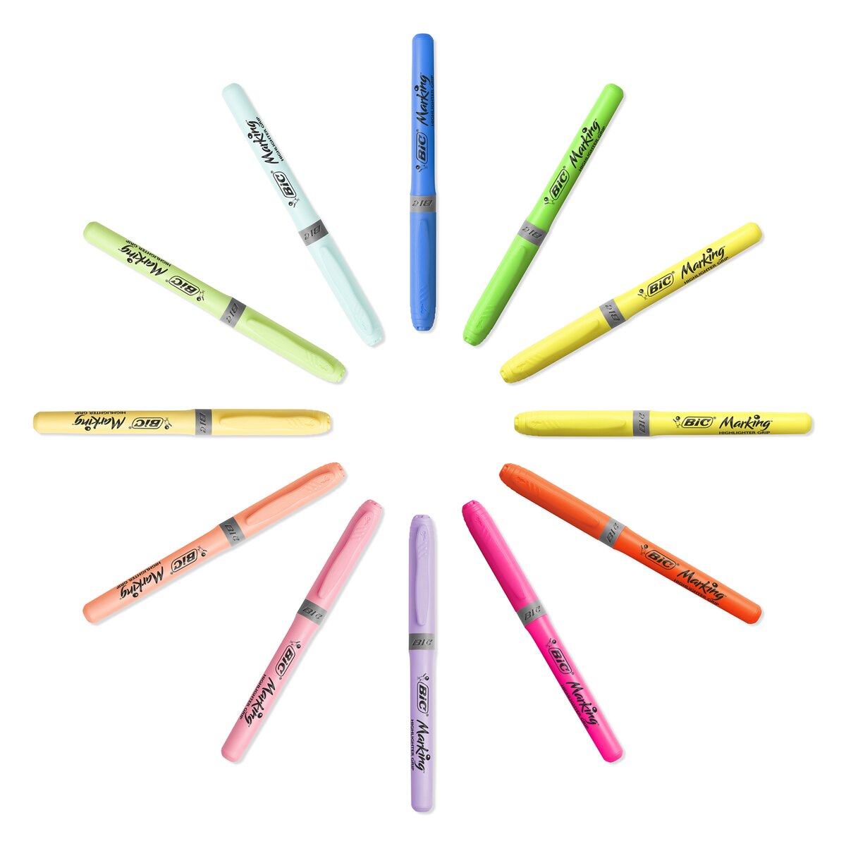 Pack de 12 Marcadores Fluorescentes Highlighter Grip BIC Multicolor-3
