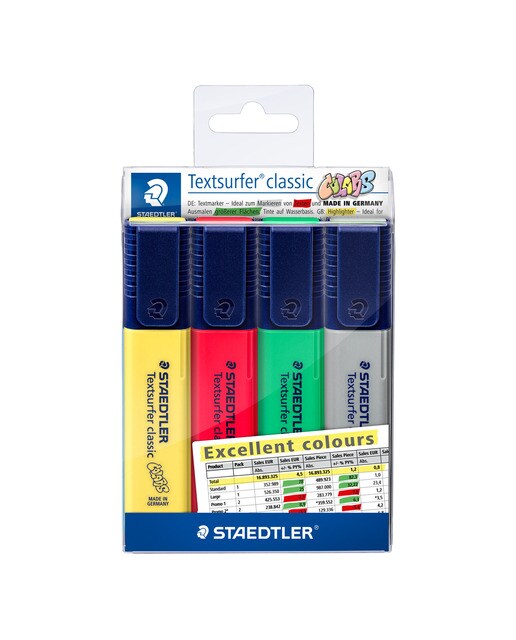 Pack 4 Fluorescentes STAEDTLER textsurfer® classic 364 Excellent Colours 1