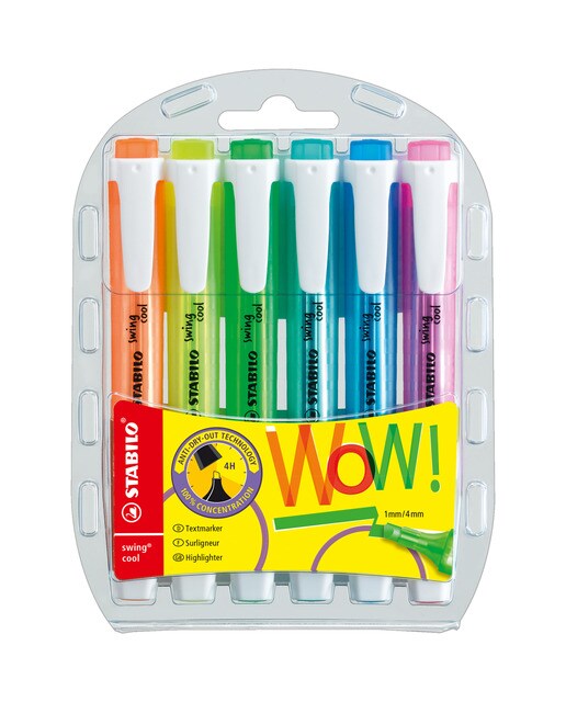 Estojo com 6 Marcadores Fluorescentes Swing Cool - Multicolor Multicolor-1