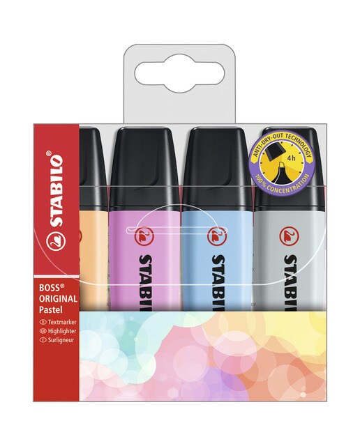 Estojo de 4 Canetas de Feltro BOSS ORIGINAL Pastel - Multicolor Multicolor-1