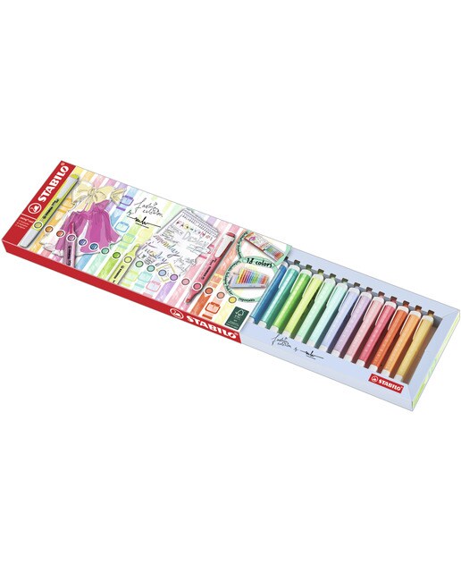 Conjunto de Secretária com 18 Canetas de Feltro Swing Cool Pastel - Multicolor Multicolor-2