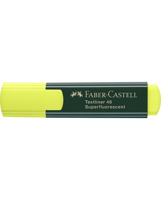 Marcador Texliner 48 Punta Biselada Tinta Base al Agua Recargable Faber-Castell Amarillo Neón Amarillo Flúor-2