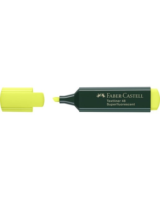 Marcador Texliner 48 Punta Biselada Tinta Base al Agua Recargable Faber-Castell Amarillo Neón Amarillo Flúor-3