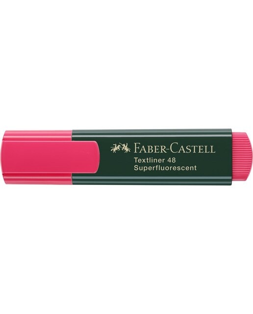 Marcador Texliner 48 Punta Biselada Tinta Base al Agua Recargable Faber-Castell Rojo Neón 2
