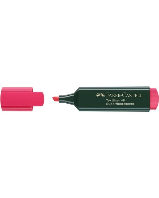 Marcador Texliner 48 Punta Biselada Tinta Base al Agua Recargable Faber-Castell Rojo Neón 3