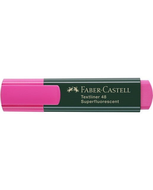 Marcador Texliner 48 Punta Biselada Tinta Base al Agua Recargable Faber-Castell Rosa Neón Rosa flúor-2