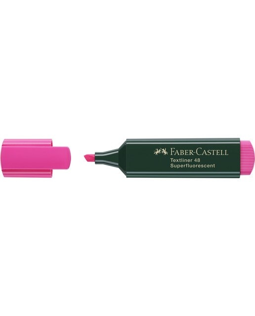 Marcador Texliner 48 Punta Biselada Tinta Base al Agua Recargable Faber-Castell Rosa Neón Rosa flúor-3