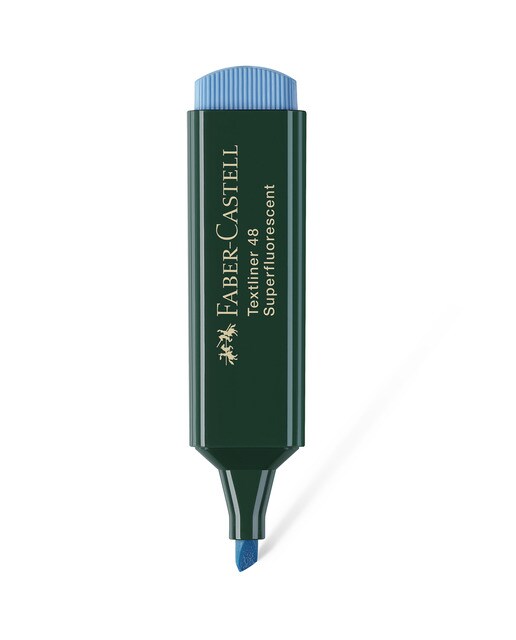 Marcador Texliner 48 Punta Biselada Tinta Base al Agua Recargable Faber-Castell Azul Neón 1