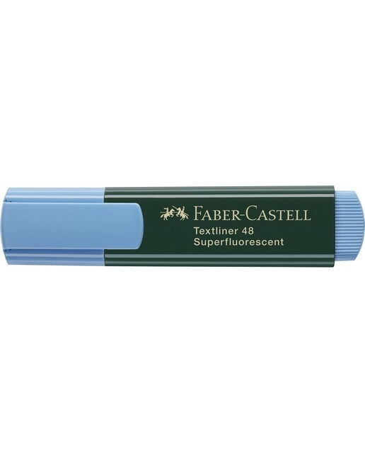 Marcador Texliner 48 Punta Biselada Tinta Base al Agua Recargable Faber-Castell Azul Neón 2