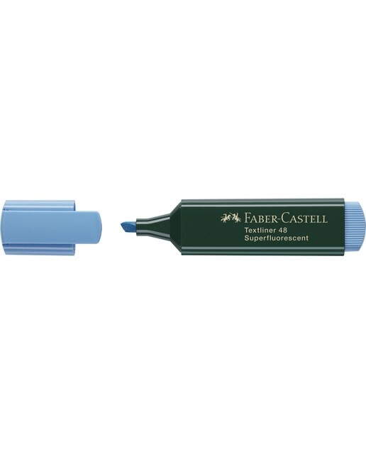 Marcador Texliner 48 Punta Biselada Tinta Base al Agua Recargable Faber-Castell Azul Neón 3