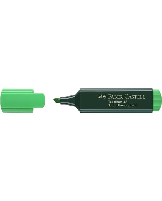 Marcador Texliner 48 Punta Biselada Tinta Base al Agua Recargable Faber-Castell Verde Neón Verde flúor-3