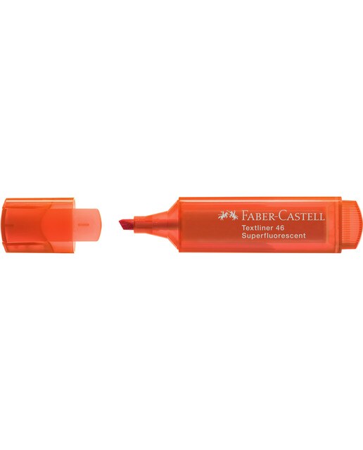 Marcador Texliner 46 Superfluorescente Punta Biselada Tinta Base al Agua Recargable Faber-Castell Naranja Neón Naranja-3