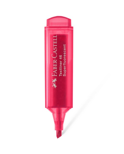 Marcador Texliner 46 Superfluorescente Punta Biselada Tinta Base al Agua Recargable Faber-Castell Rojo Neón Rojo-1
