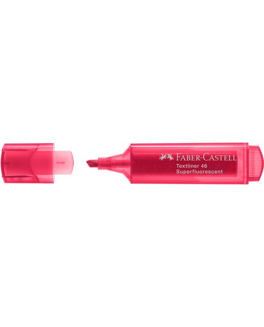 Marcador Texliner 46 Superfluorescente Punta Biselada Tinta Base al Agua Recargable Faber-Castell Rojo Neón Rojo-3