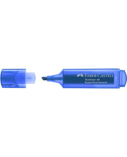Imagen 3 de Marcador Texliner 46 Superfluorescente Punta Biselada Tinta Base al Agua Recargable Faber-Castell Azul Neón Azul