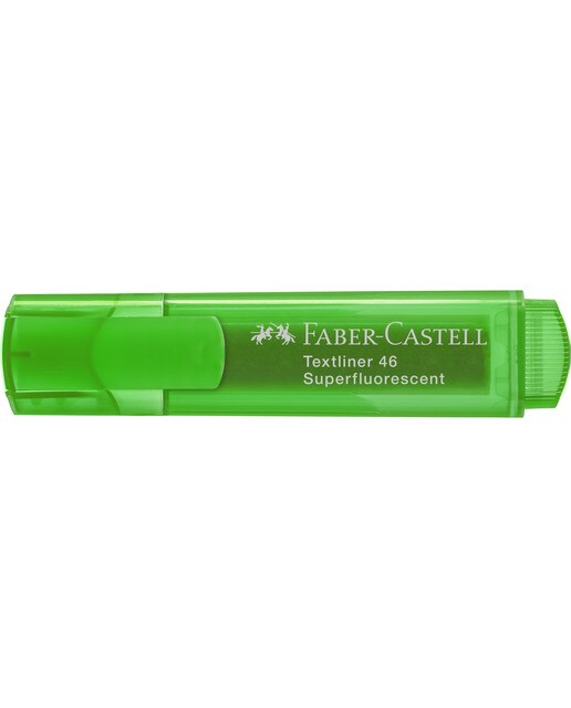 Marcador Texliner 46 Superfluorescente Punta Biselada Tinta Base al Agua Recargable Faber-Castell Verde Neón Verde-2