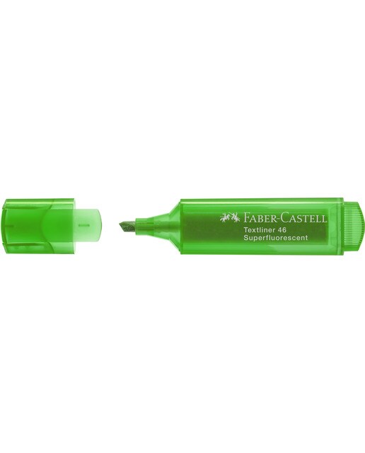 Marcador Texliner 46 Superfluorescente Punta Biselada Tinta Base al Agua Recargable Faber-Castell Verde Neón Verde-3