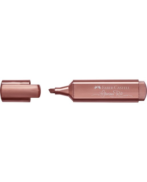 Imagen 3 de Marcador Texliner 46 Metal Punta Biselada para Papel Blanco y Oscuro para Resaltar Decorar y Escribir Faber-Castell Rojo Metal Rojo