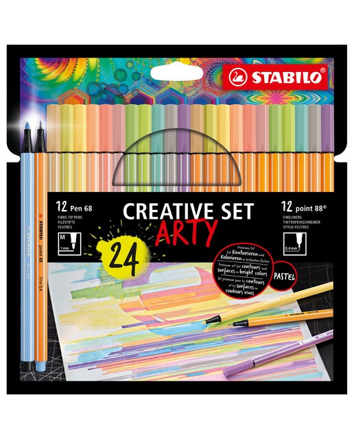 Estojo de 24 Marcadores Premium Pen 68 e Ponta Fina Point 88 - Multicolor Multicolor-1