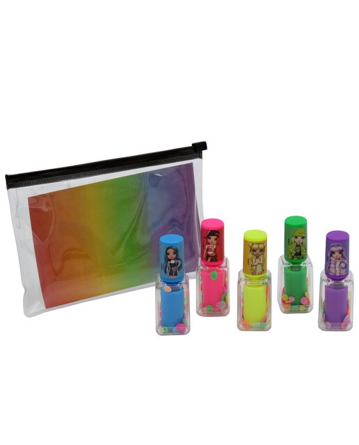 Conjunto de 5 Marcadores com Forma de Pinta-Unhas Rainbow High - Preto Multicolor Preto-2