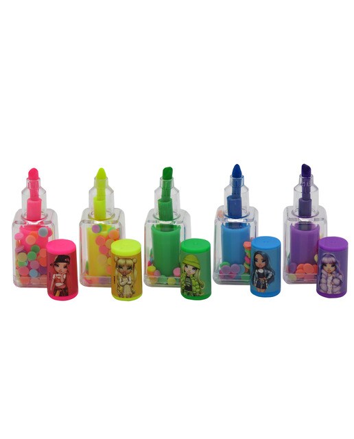 Conjunto de 5 Marcadores com Forma de Pinta-Unhas Rainbow High - Preto Multicolor Preto-4