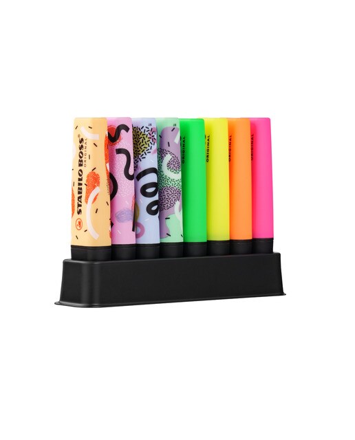 Conjunto de Escritório de 8 Marcadores Fluorescentes BOSS Ju Schnee - Multicolor Multicolor-3