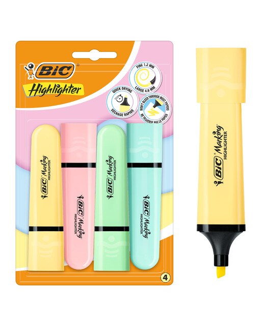 Imagem 0 de Marcadores Fluorescentes pastel Bic 4 unidades