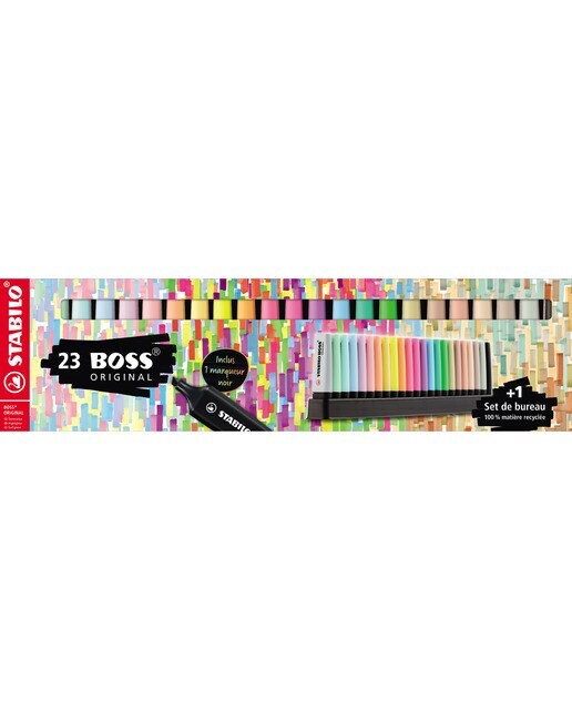 Set de escritorio ARTY 23 marcadores fluorescentes STABILO BOSS ORIGINAL & NatureCOLORS multicolor