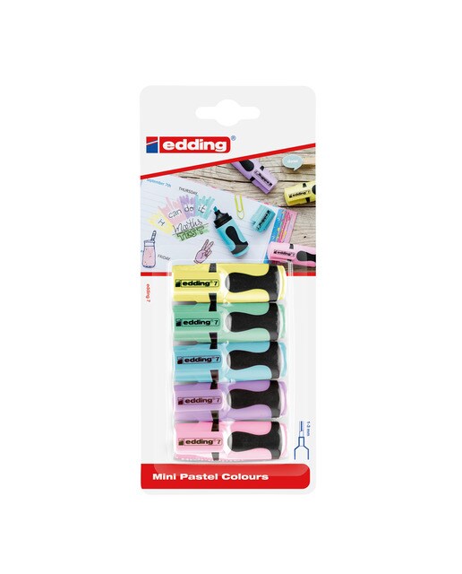 Blister com 5 mini lápis fluorescentes, ideais para o saco de cores pastel da Edding Multicolor-1