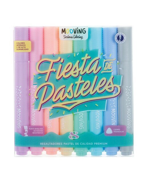 8 marcadores de texto em tons pastel Mooving Transparente-1
