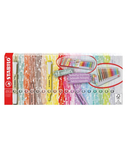 Set de escritorio de 18 marcadores swing cool Nature STABILO multicolor 2