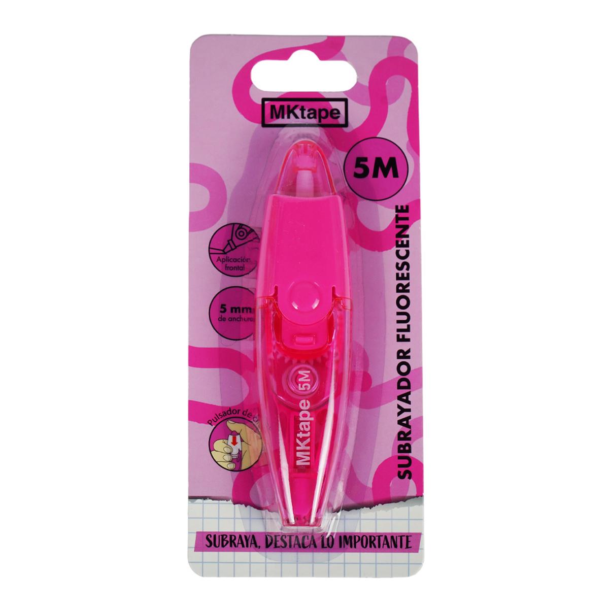 Imagen 0 de Subrayador Fluoescente en Cinta 5 mts. Rosa Mktape