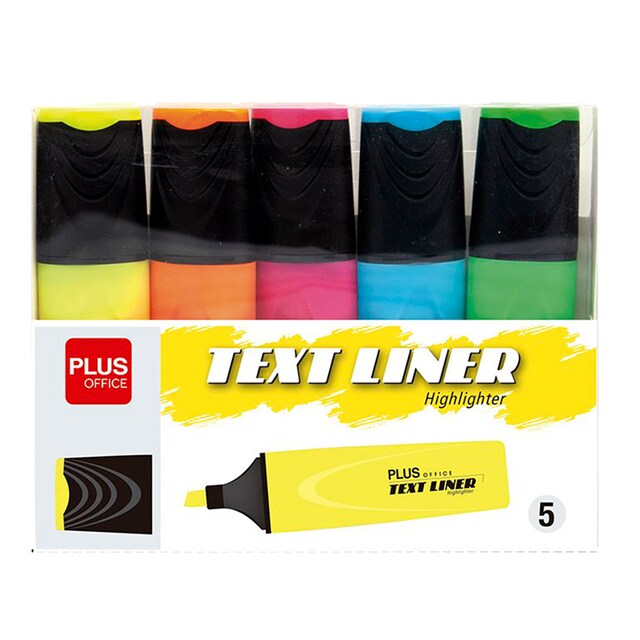 Imagen 0 de Blister 5 unidades marcador fluorescente Plus Office TextLiner 3.2 neón multicolor