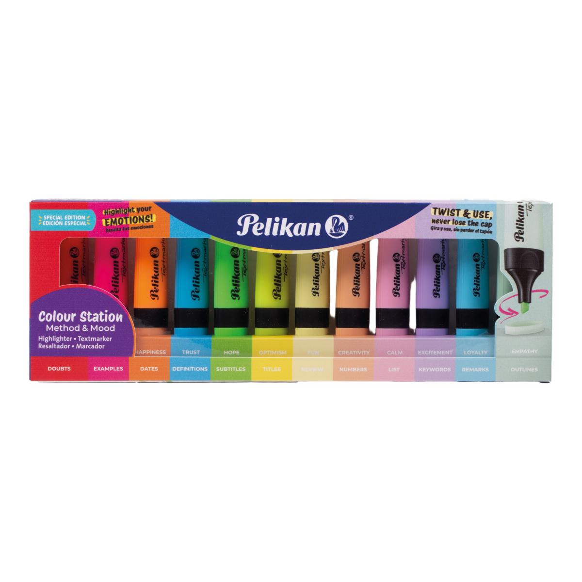 Imagem 0 de Marcador Fluor Pelikan Textmarker 490 Set Colour Station Method&mood Sortido de 12 (6X Fluor + 6X Pastel)